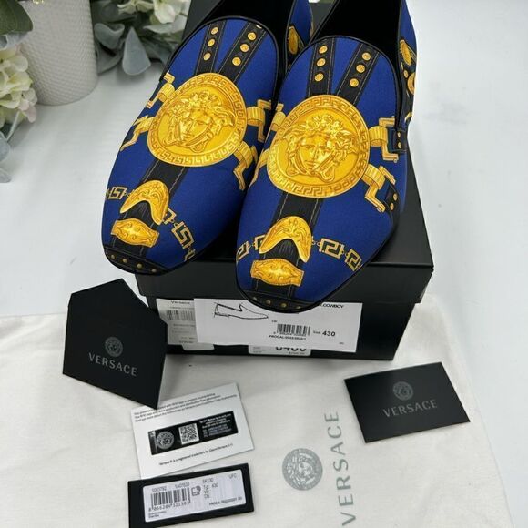 Men’s Versace medusa head silk slippers, size 43 made in Italy - Picture 7 of 10